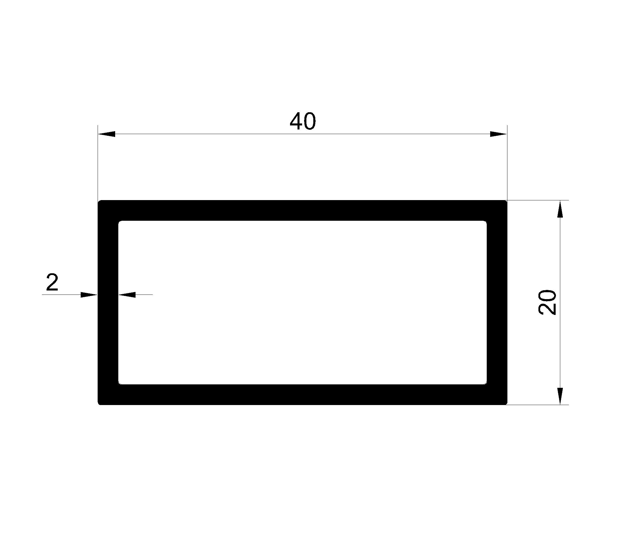 Rectangular 40&times;20&times;2 mm